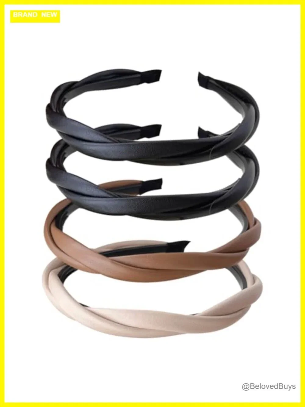 4 Pcs Faux Leather Twisted Headbands PU Hairbands Non Slip Hair Hoops